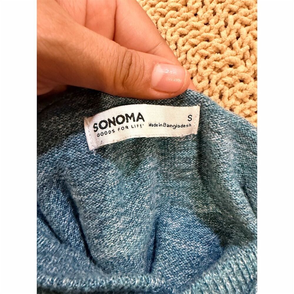 Sonoma Women's Blue Fleece Pullover Hoodie Size S with Pockets - Picture 2 of 6